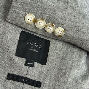 J Crew Ludlow Sport Coat Mens 44R Light Gray Cotton Linen Unlined Summer Blazer
